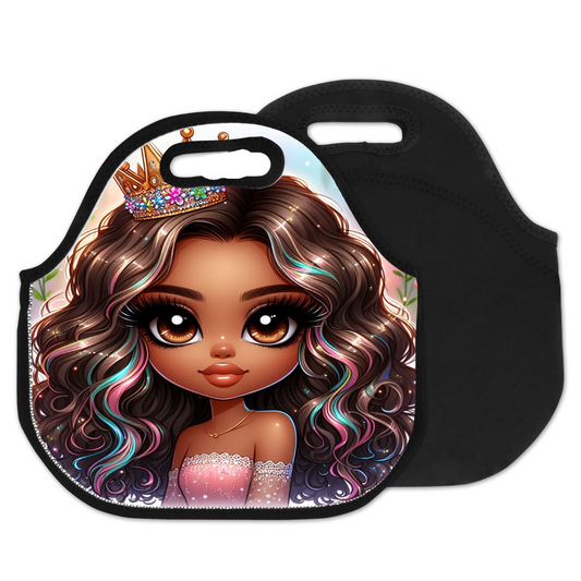 Princess with curly hair Lunch tote