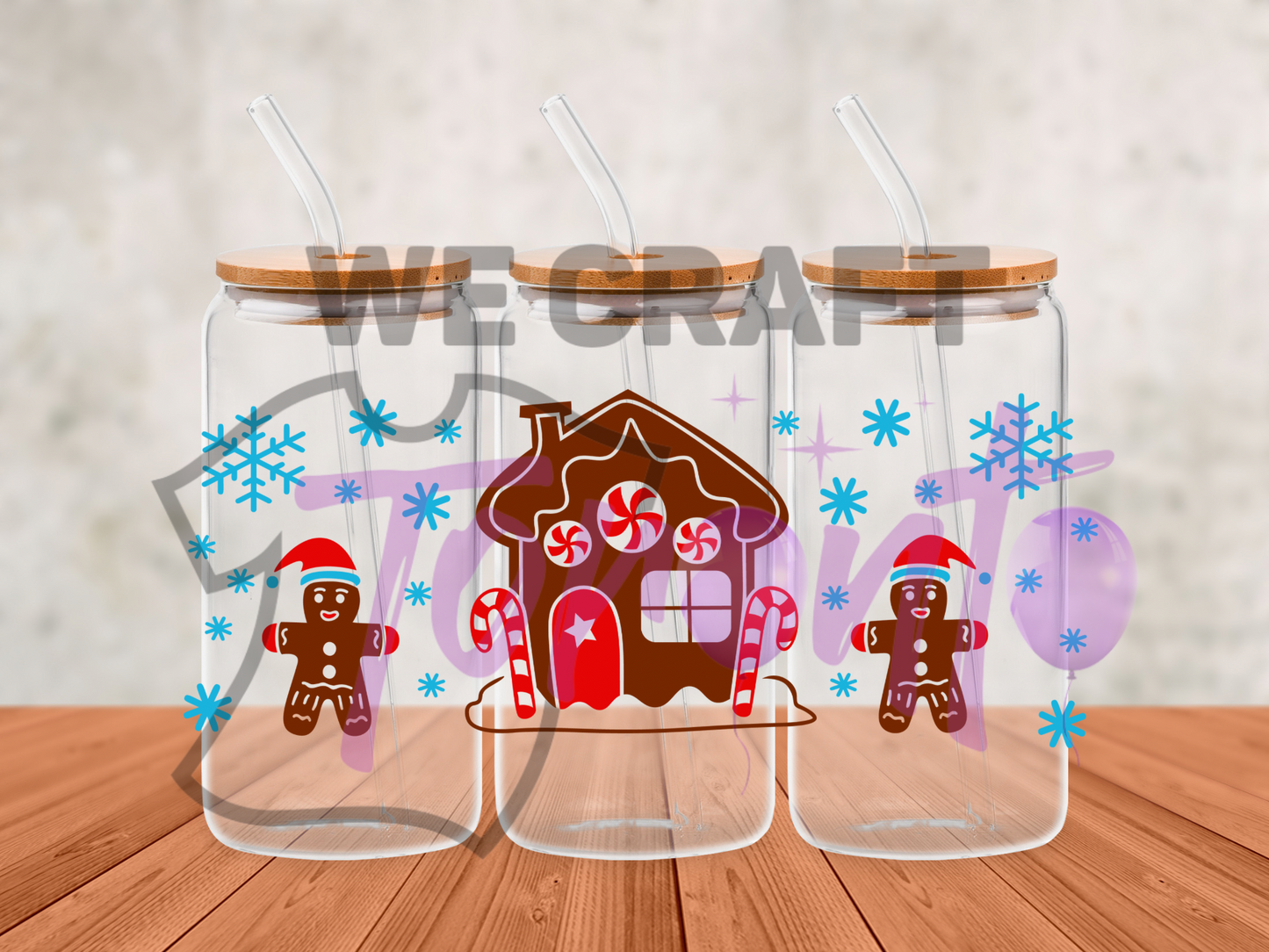 Gingerbread house uv dtf transfer